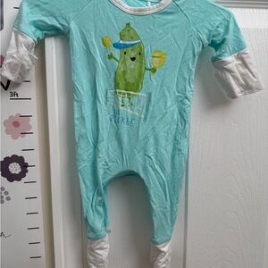Little Sleepies Teal and White Pickle Footie